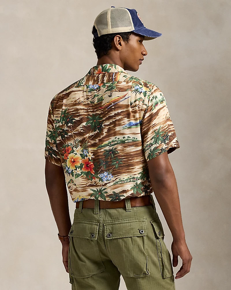 Classic Fit Tropical-Print Camp Shirt