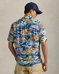 Classic Fit Beach-Print Camp Shirt