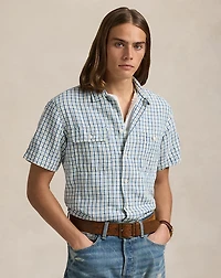 Classic Fit Plaid Cotton-Linen Shirt