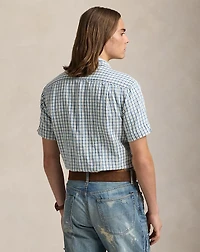 Classic Fit Plaid Cotton-Linen Shirt