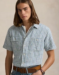 Classic Fit Plaid Cotton-Linen Shirt