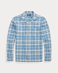 Classic Fit Indigo Plaid Camp Shirt