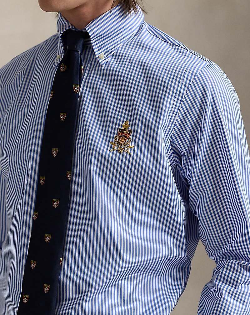 Classic Fit Crest Striped Poplin Shirt