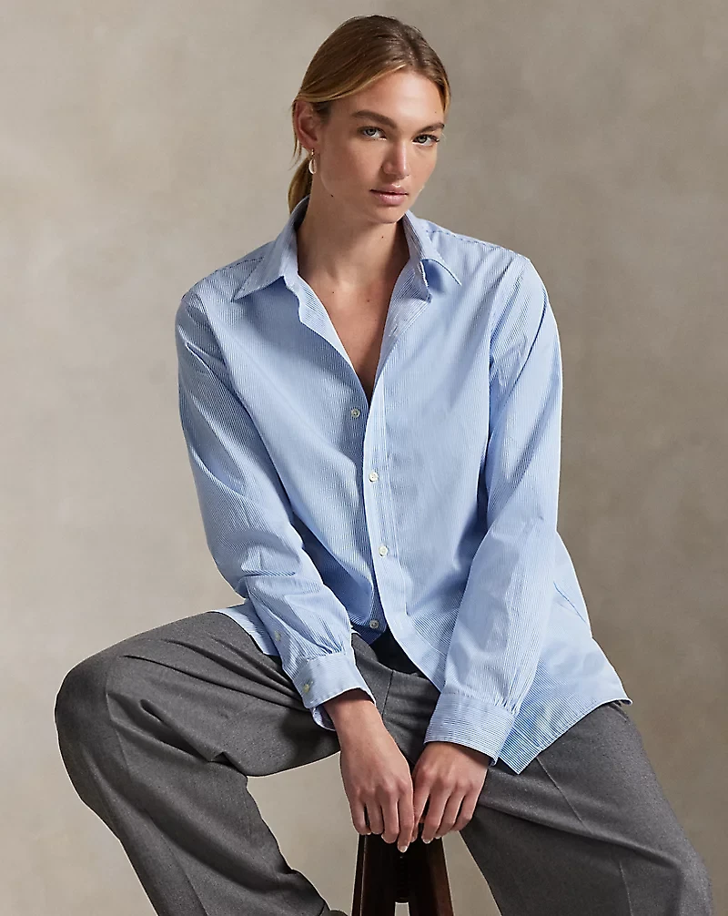 Classic Fit Striped Poplin Shirt