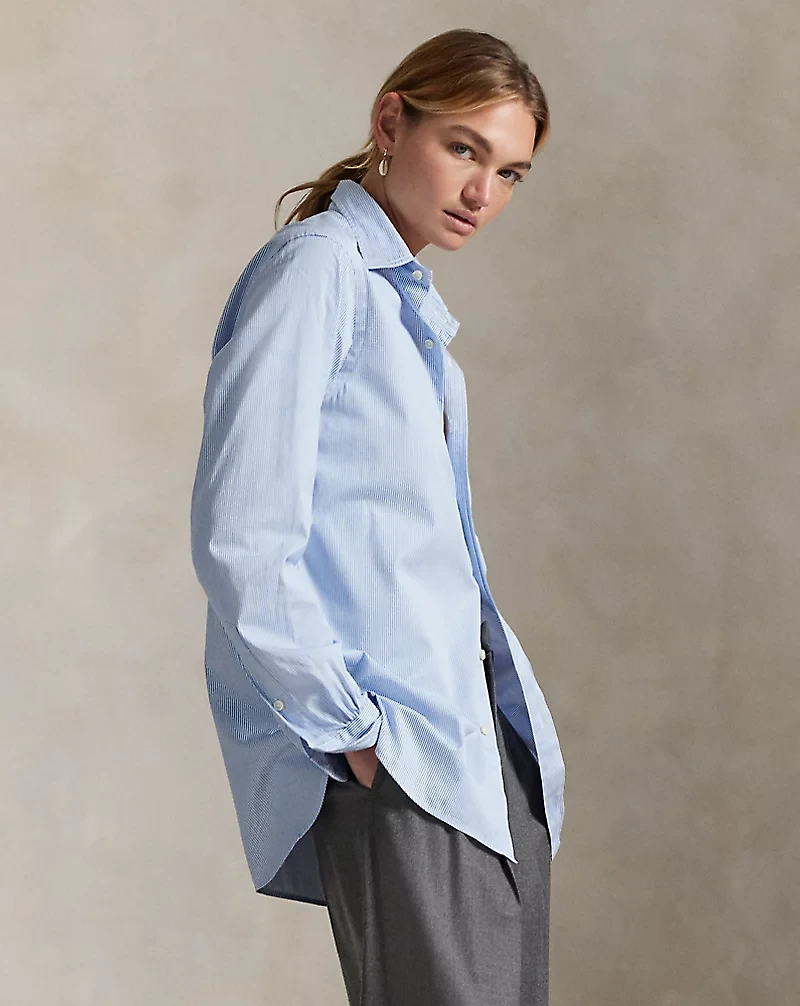 Classic Fit Striped Poplin Shirt
