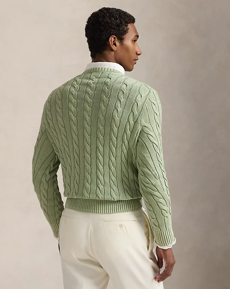 Cable-Knit Mineral-Dyed Cotton Sweater