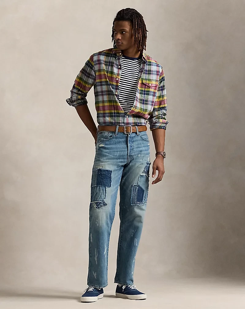 Classic Fit Indigo Madras Shirt