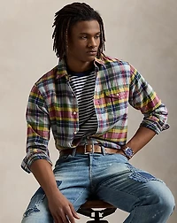 Classic Fit Indigo Madras Shirt