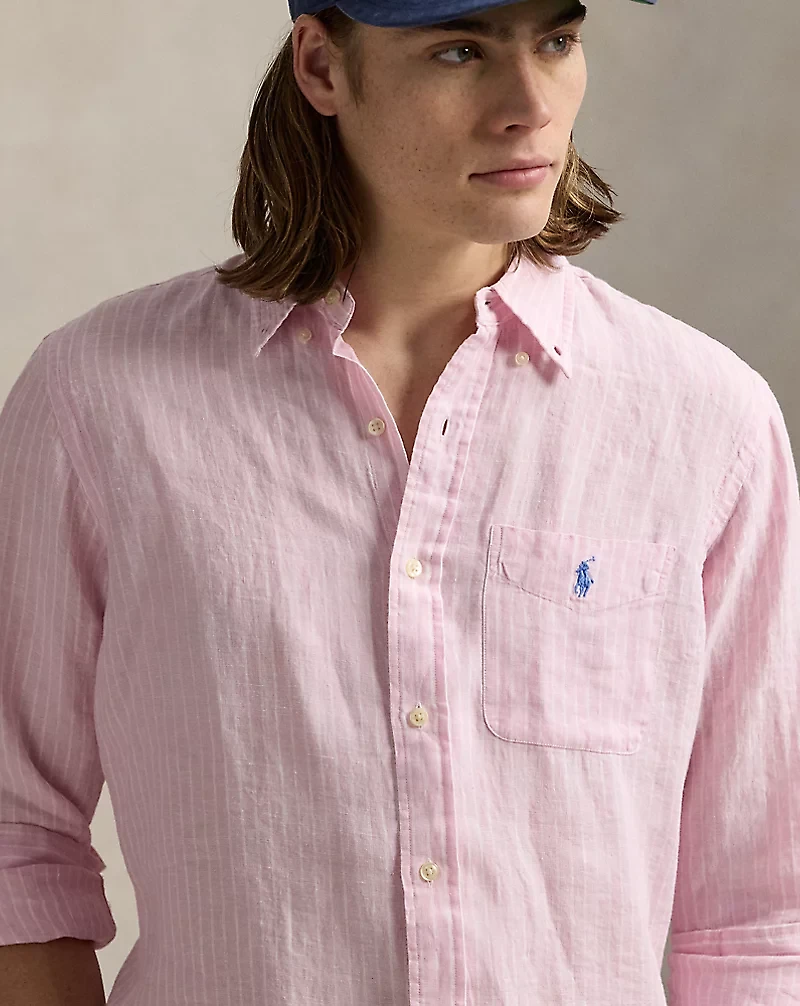Classic Fit Striped Linen Shirt