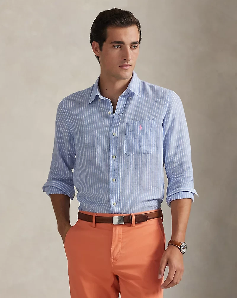 Classic Fit Striped Linen Shirt