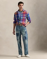 Classic Fit Plaid Linen Shirt