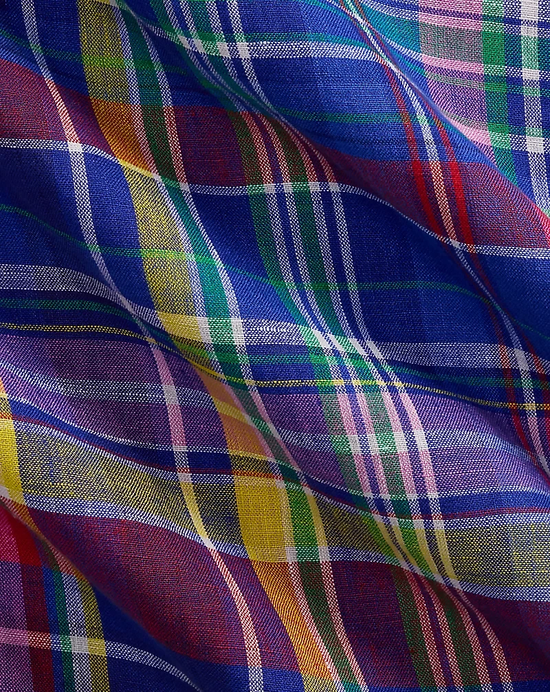 Classic Fit Plaid Linen Shirt