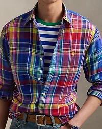 Classic Fit Plaid Linen Shirt