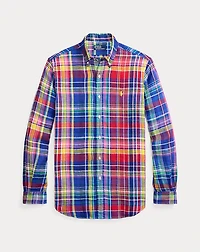 Classic Fit Plaid Linen Shirt