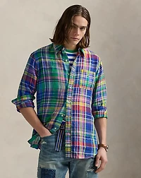 Classic Fit Plaid Linen Fun Shirt