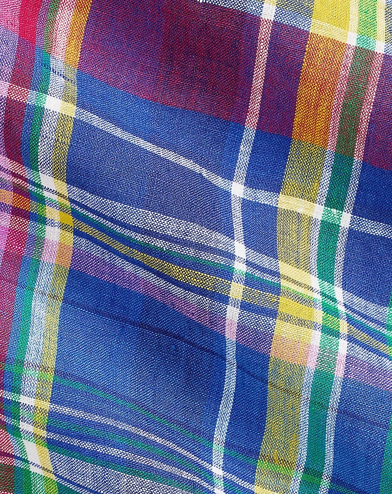 Classic Fit Plaid Linen Fun Shirt
