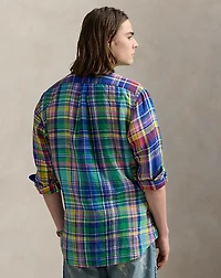 Classic Fit Plaid Linen Fun Shirt