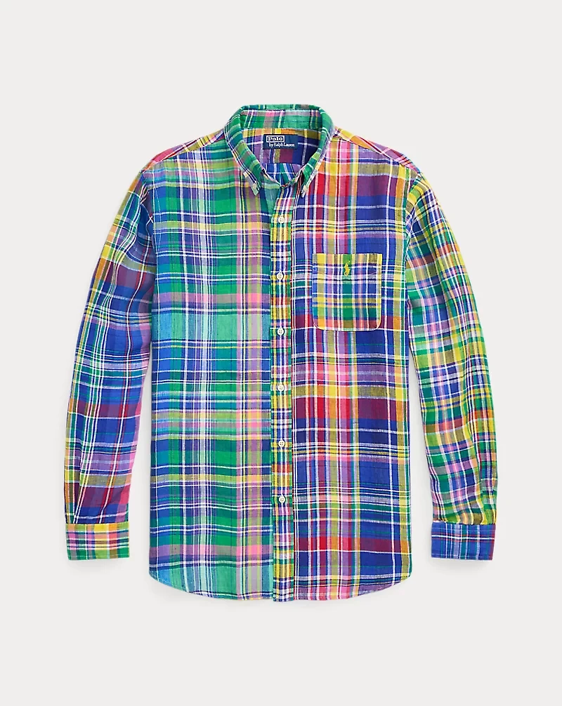 Classic Fit Plaid Linen Fun Shirt