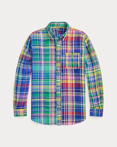 Classic Fit Plaid Linen Fun Shirt