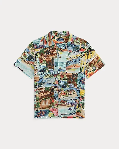 Classic Fit Patchwork-Print Camp Shirt