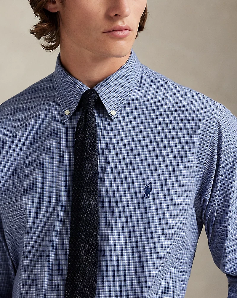 Classic Fit Checked Stretch Poplin Shirt