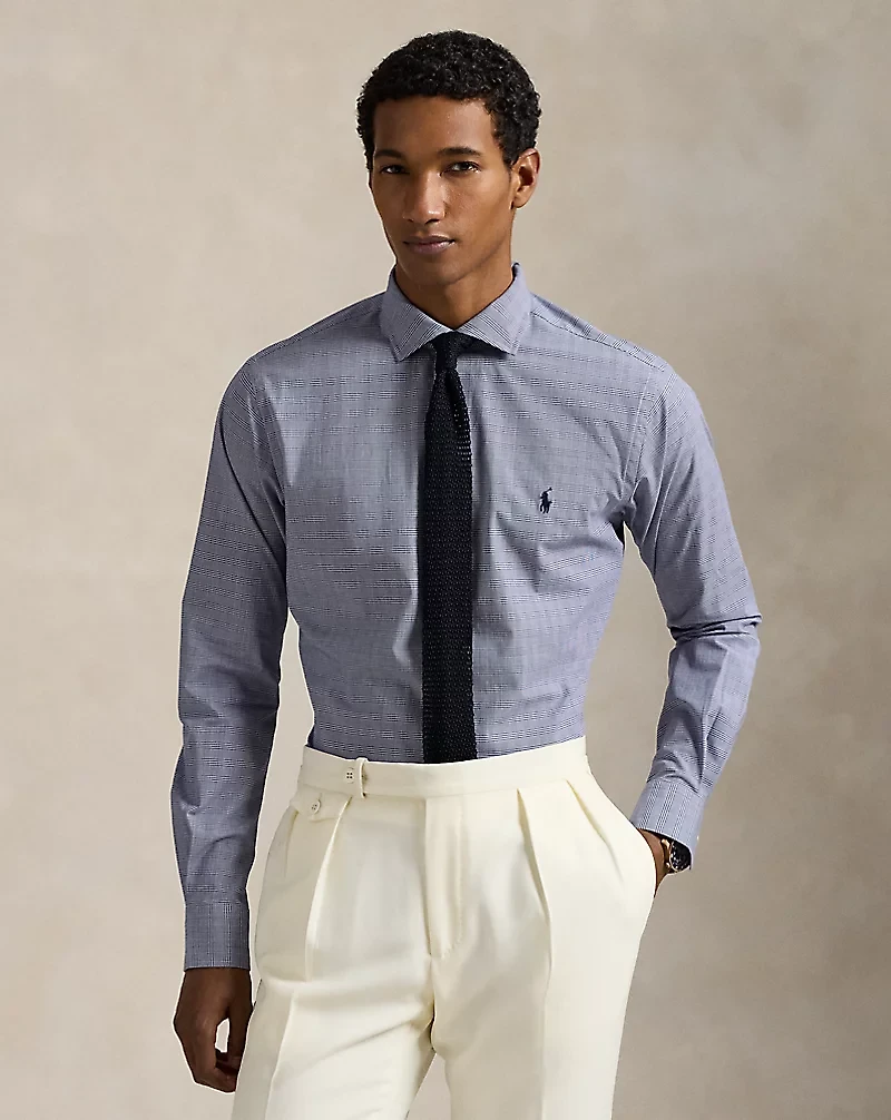 Classic Fit Plaid Stretch Poplin Shirt