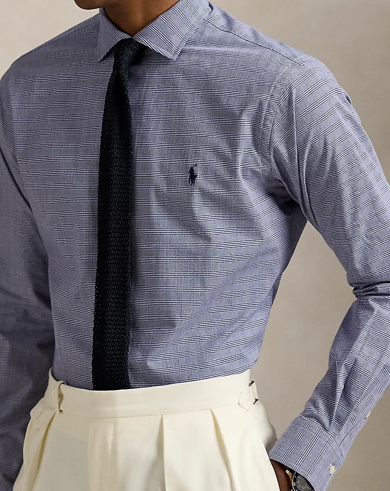 Classic Fit Plaid Stretch Poplin Shirt