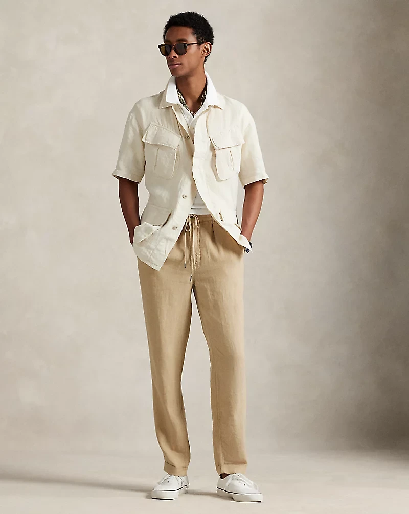 Garment-Dyed Slub Linen Overshirt