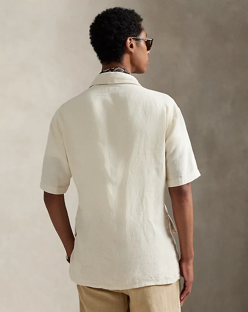 Garment-Dyed Slub Linen Overshirt