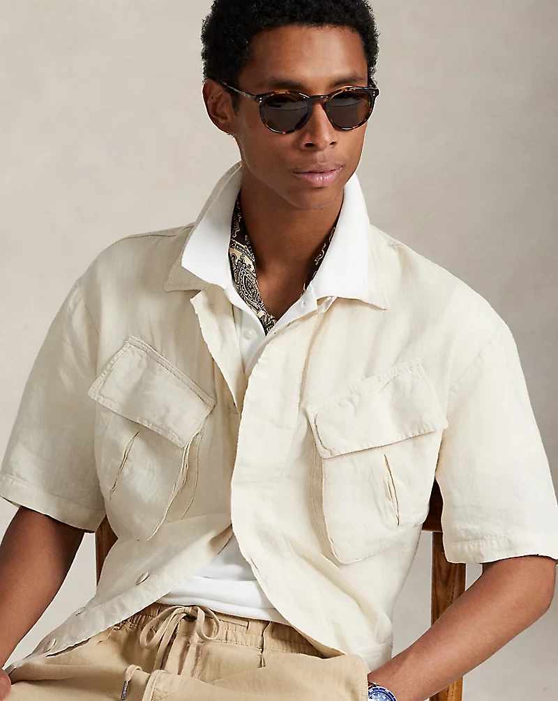 Garment-Dyed Slub Linen Overshirt
