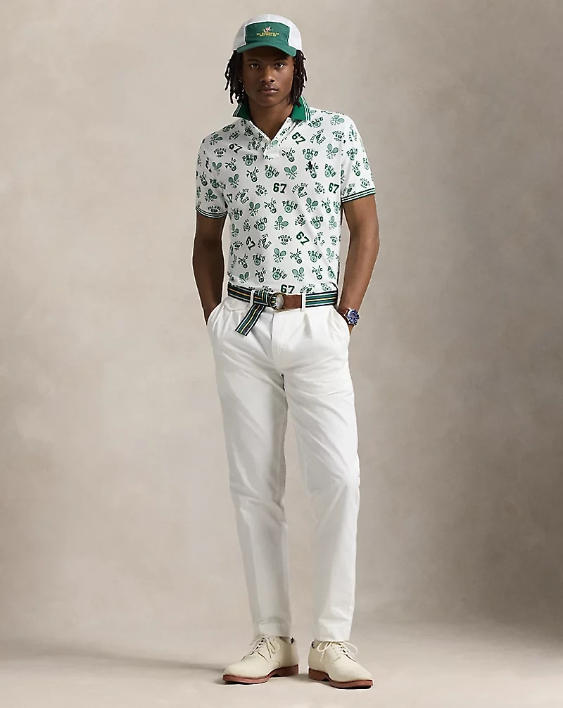 Classic Fit Print Mesh Polo Shirt