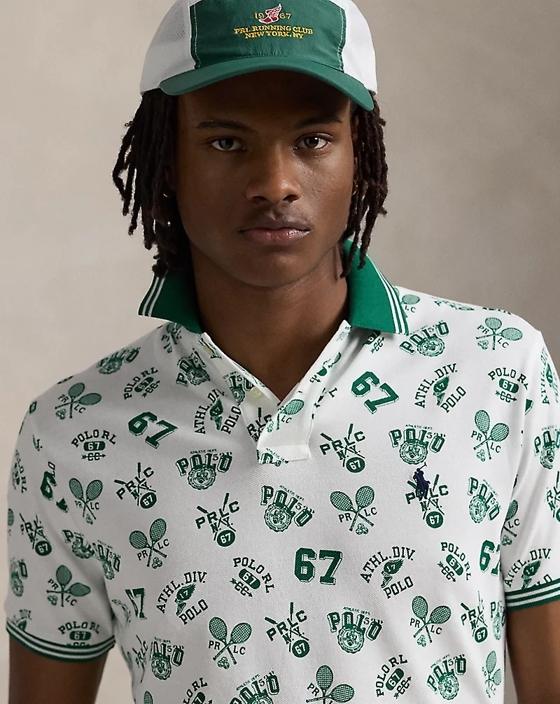 Classic Fit Print Mesh Polo Shirt