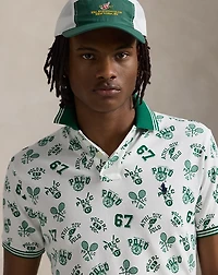 Classic Fit Print Mesh Polo Shirt