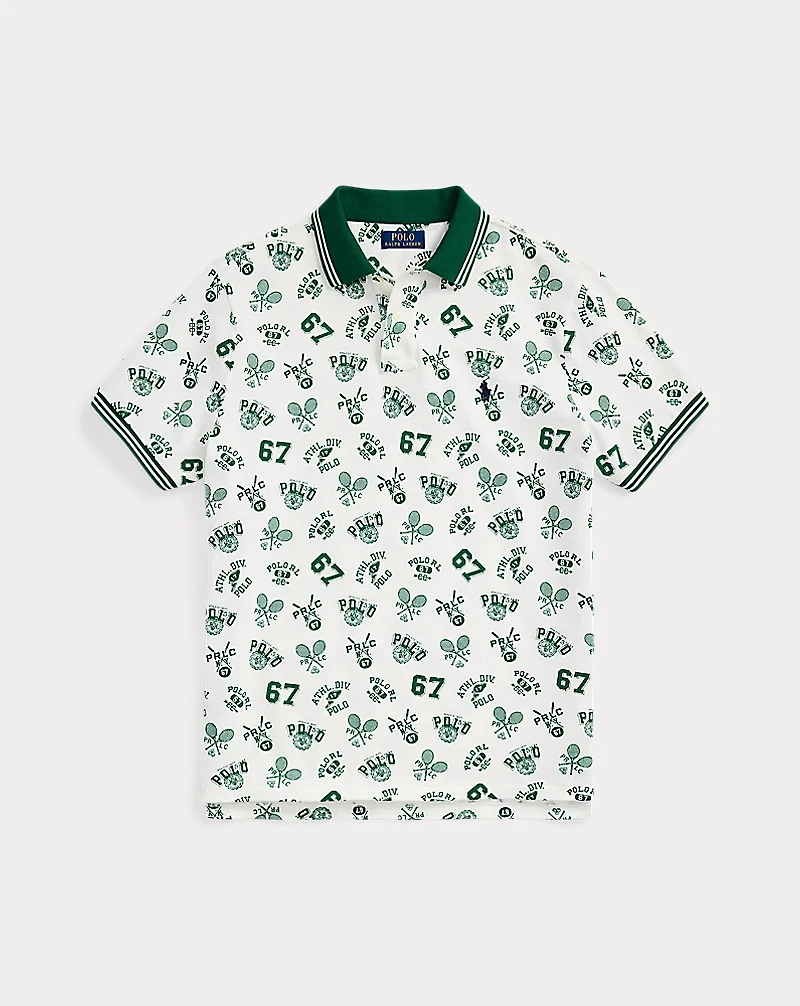 Classic Fit Print Mesh Polo Shirt