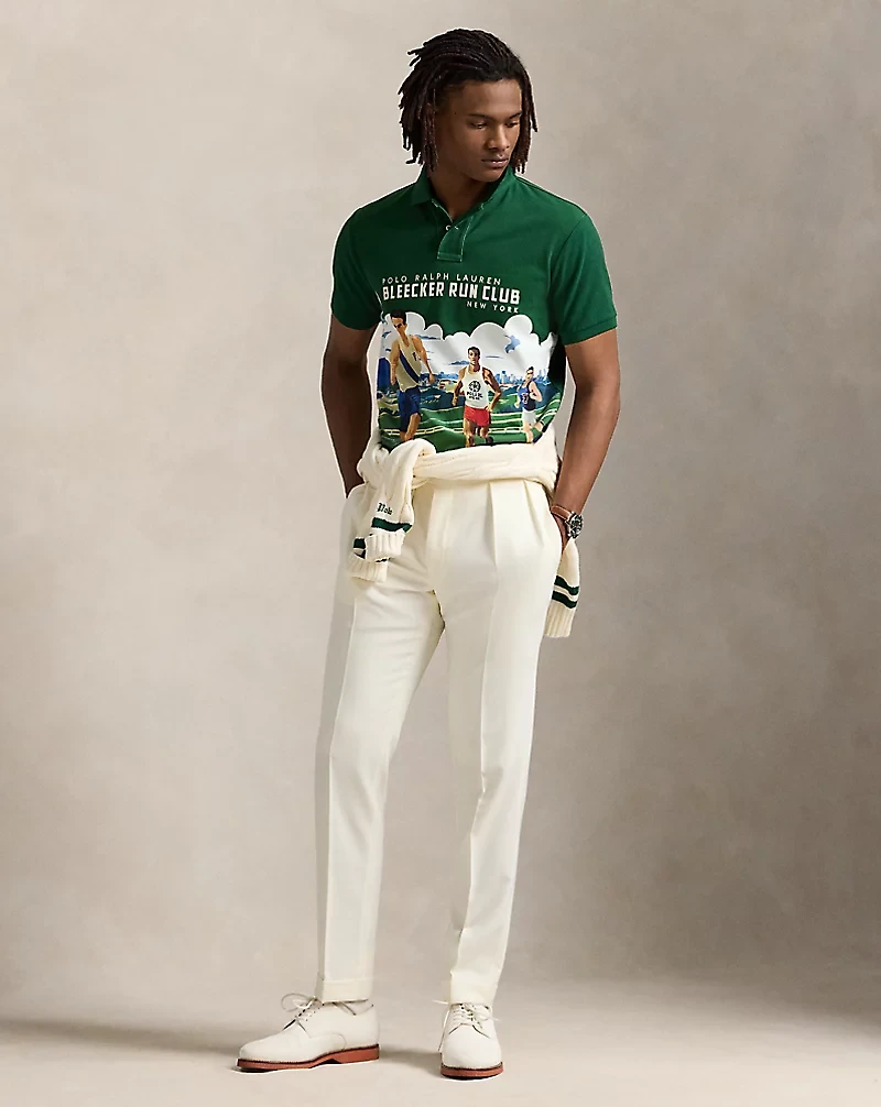 Classic Fit Print Mesh Polo Shirt