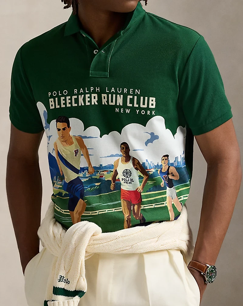 Classic Fit Print Mesh Polo Shirt