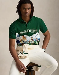 Classic Fit Print Mesh Polo Shirt
