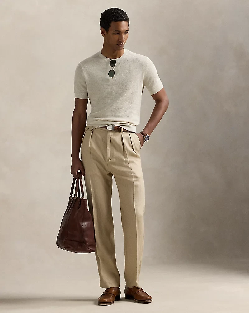 Textured Linen Short-Sleeve Sweater