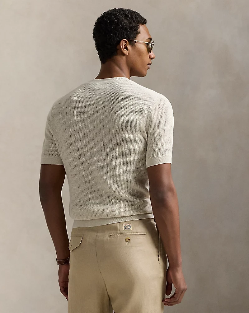 Textured Linen Short-Sleeve Sweater