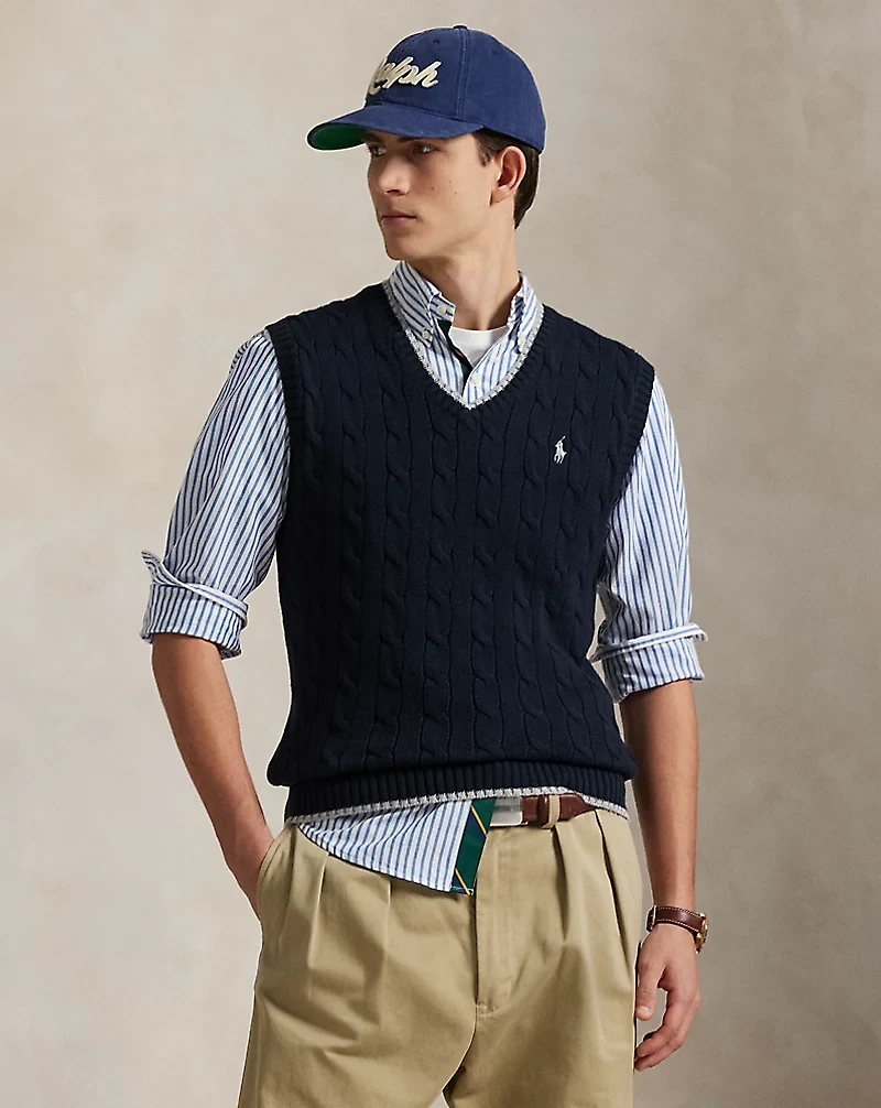 Cable-Knit Cotton Sweater Vest