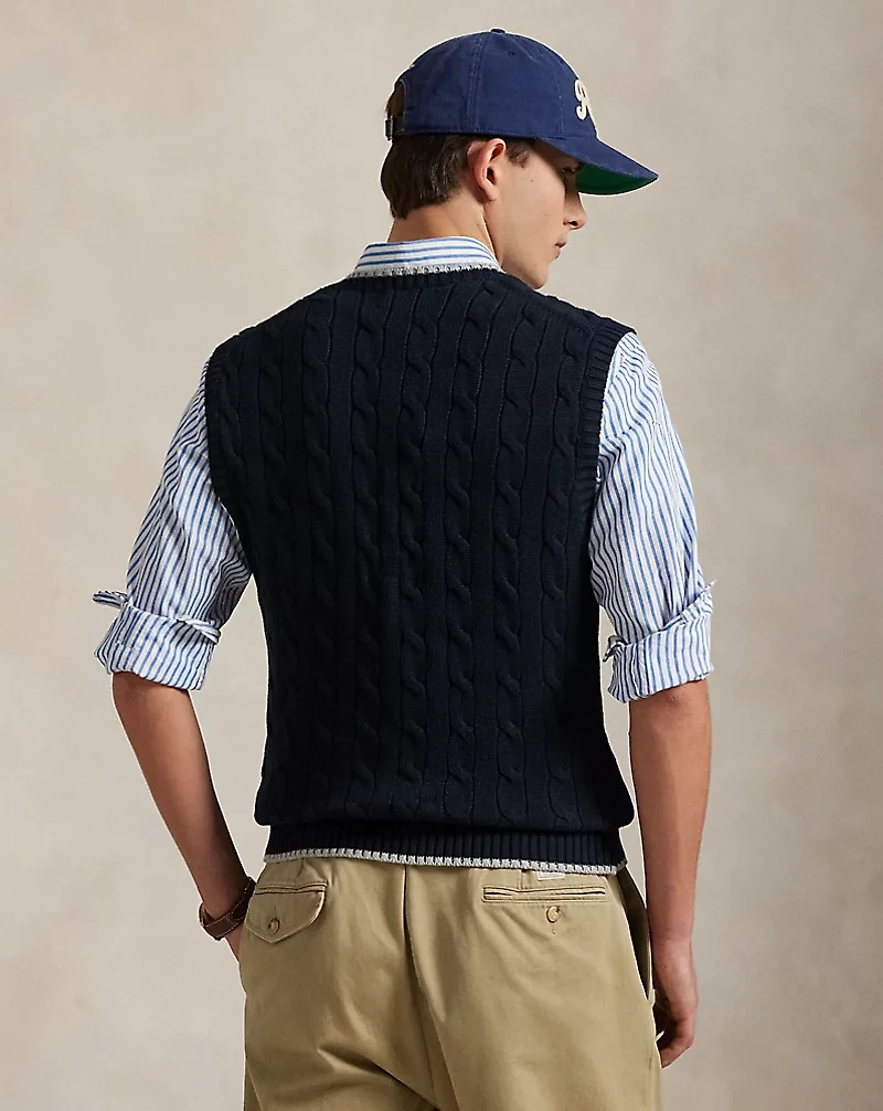 Cable-Knit Cotton Sweater Vest