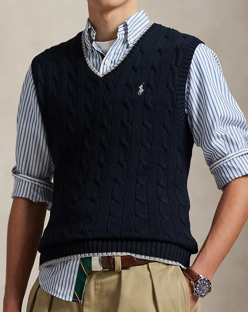 Cable-Knit Cotton Sweater Vest