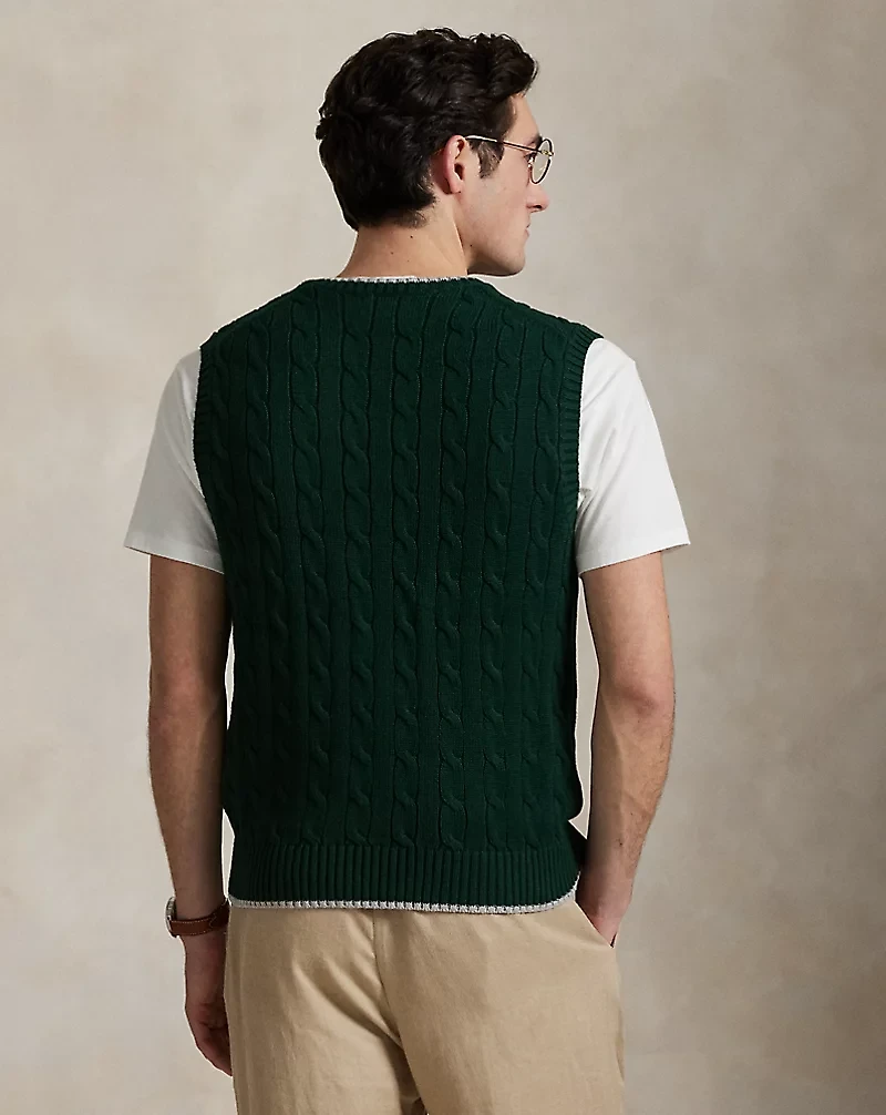 Cable-Knit Cotton Sweater Vest