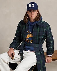 Plaid Waxed Twill Balmacaan Coat