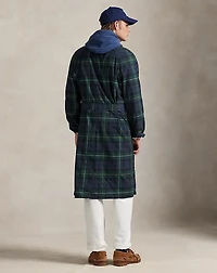 Plaid Waxed Twill Balmacaan Coat