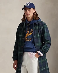 Plaid Waxed Twill Balmacaan Coat