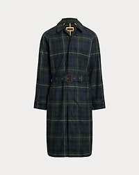 Plaid Waxed Twill Balmacaan Coat