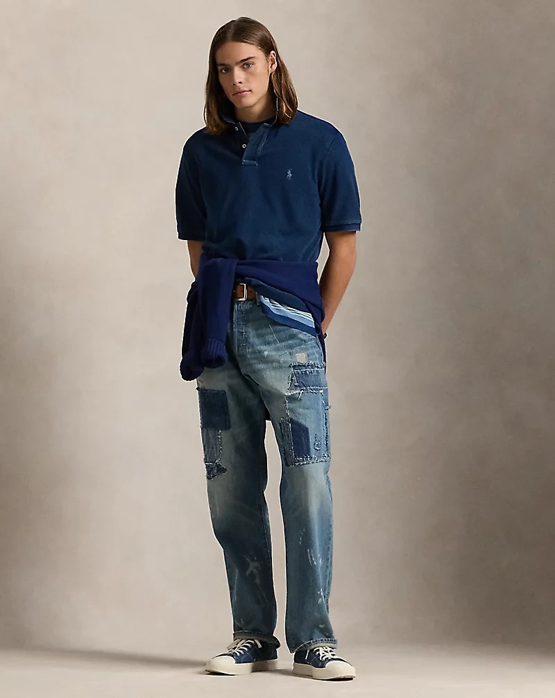 Classic Fit Indigo Mesh Polo Shirt