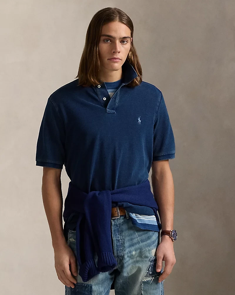 Classic Fit Indigo Mesh Polo Shirt
