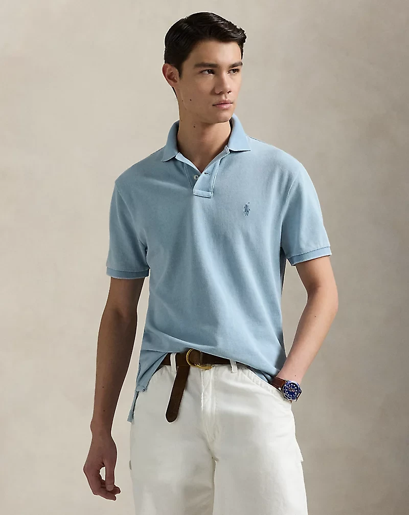 Custom Slim Fit Indigo Mesh Polo Shirt